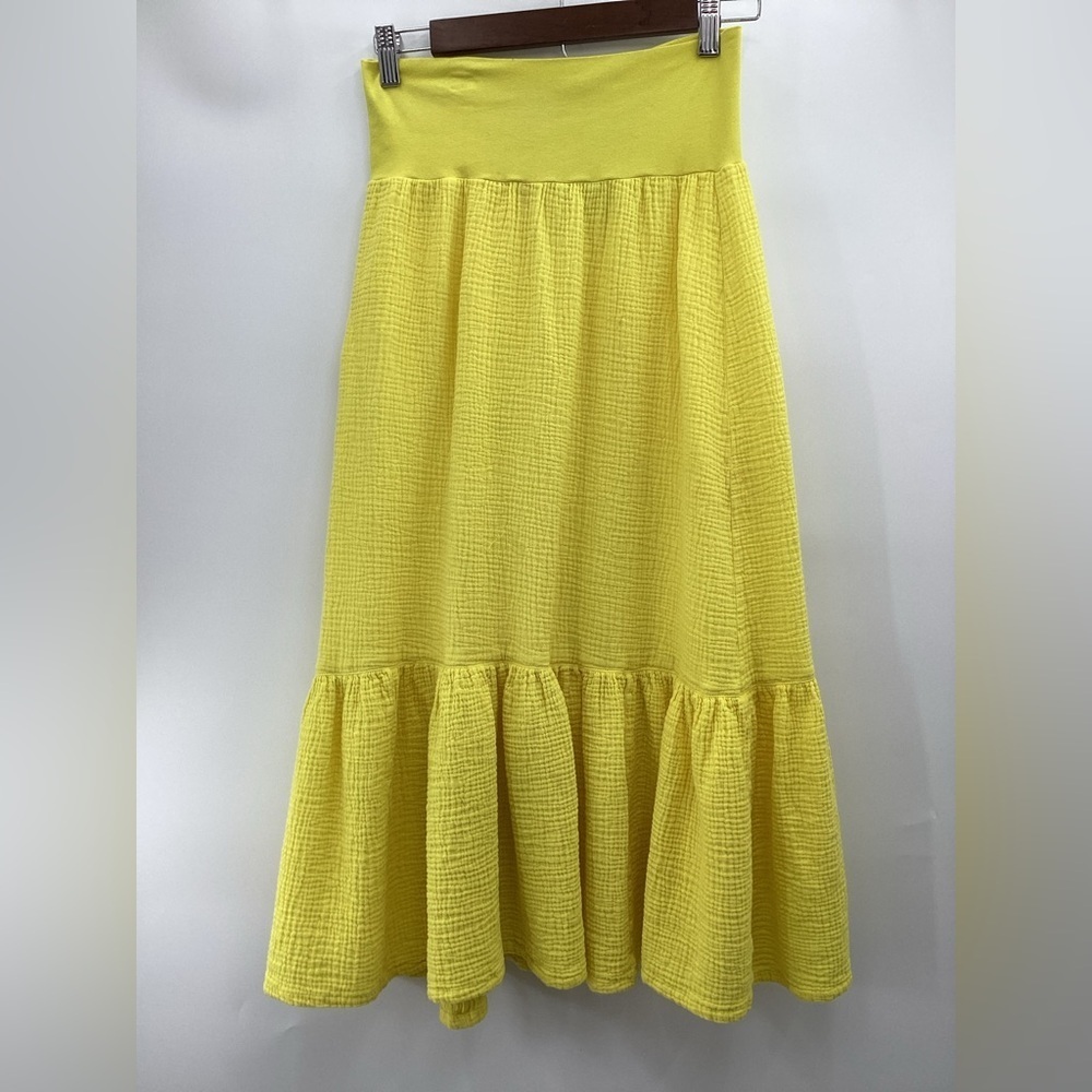 bryn Walker Cotton Gause Sunny Yellow Maxi Skirt - Picture 3 of 12